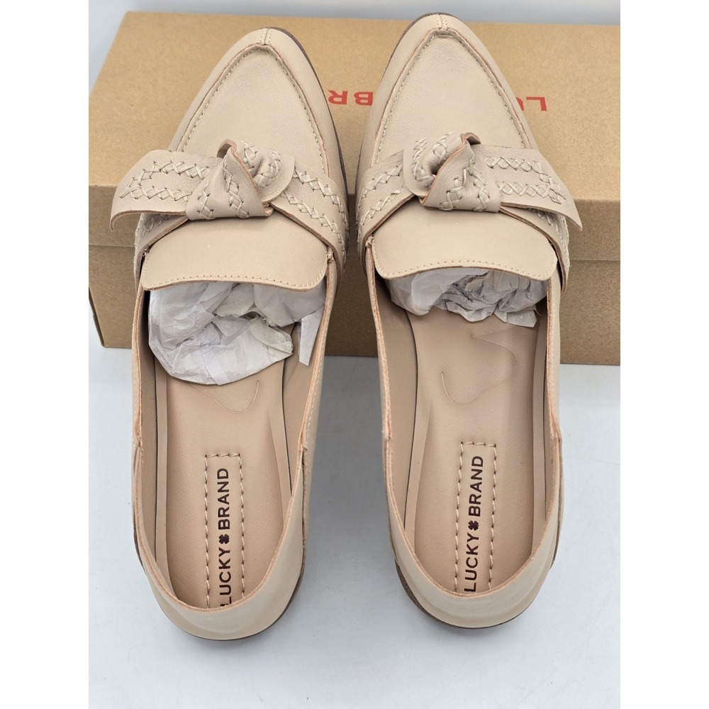 Lucky Brand Abelle Flats Leather Pointed Toe Flat Loafers Smoke Gray Tan Sz 8 M - Picture 10 of 11